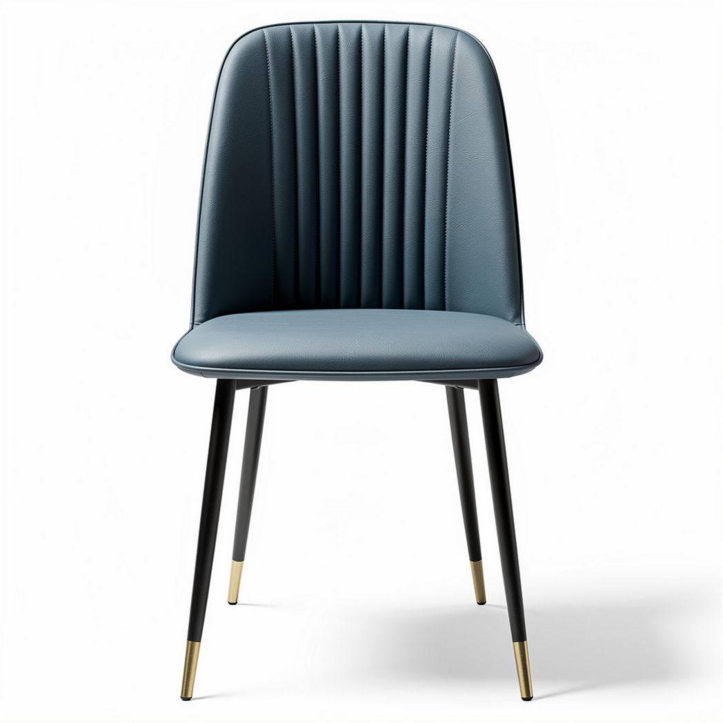 Velvet upholstered dining chair with black metal legs and gold tips 45 x 50 x 85cm