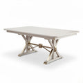 White rectangular dining table made of wood with metal accents 150 x 90 x 75cm