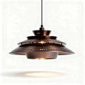 Modern pendant lamp design with layered metal shades in bronze finish 30 x 30 x 20cm