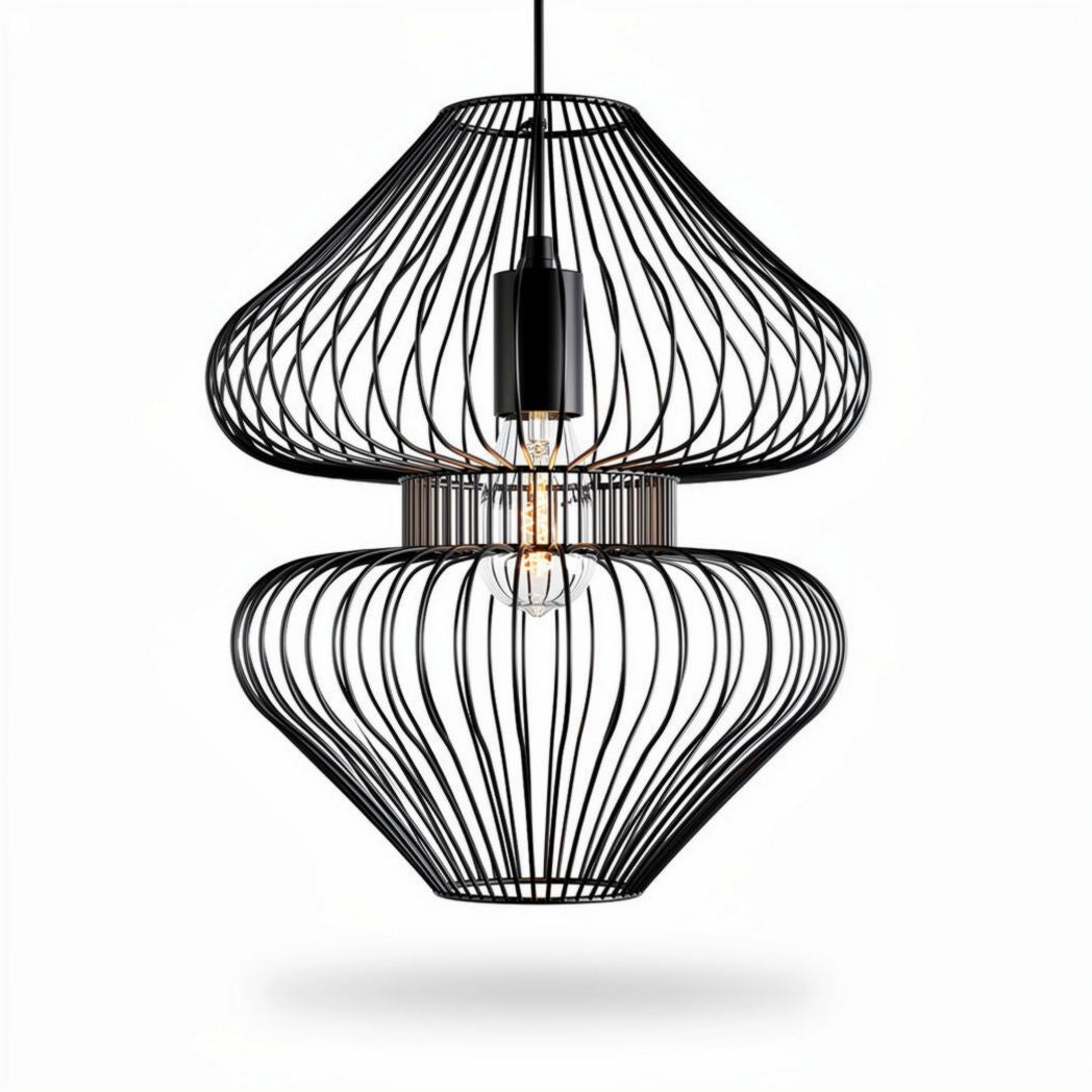 Black wire pendant lamp with modern design suitable for indoor lighting 30 x 30 x 45cm