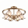 Gold ceiling light fixture with five globes and floral design 50 x 50 x 30cm
