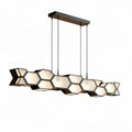 Hexagonal pendant light fixture for modern dining spaces black metal finish 60 x 20 x 15cm