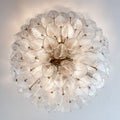 Glass leaf chandelier with black metal accents 45 x 45 x 30cm