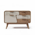 Wooden sideboard with abstract design and multiple storage drawers 80 x 40 x 80cm