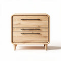 Wooden nightstand with three drawers in natural finish 50 x 40 x 45cm